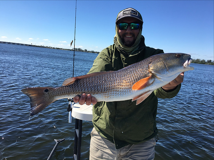 a redfish caught on a cold morning